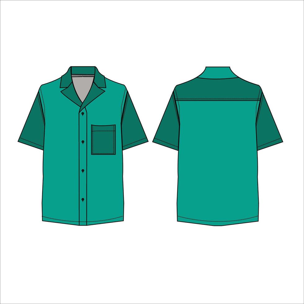 Hawaiian resort shirt design flat sketch vector