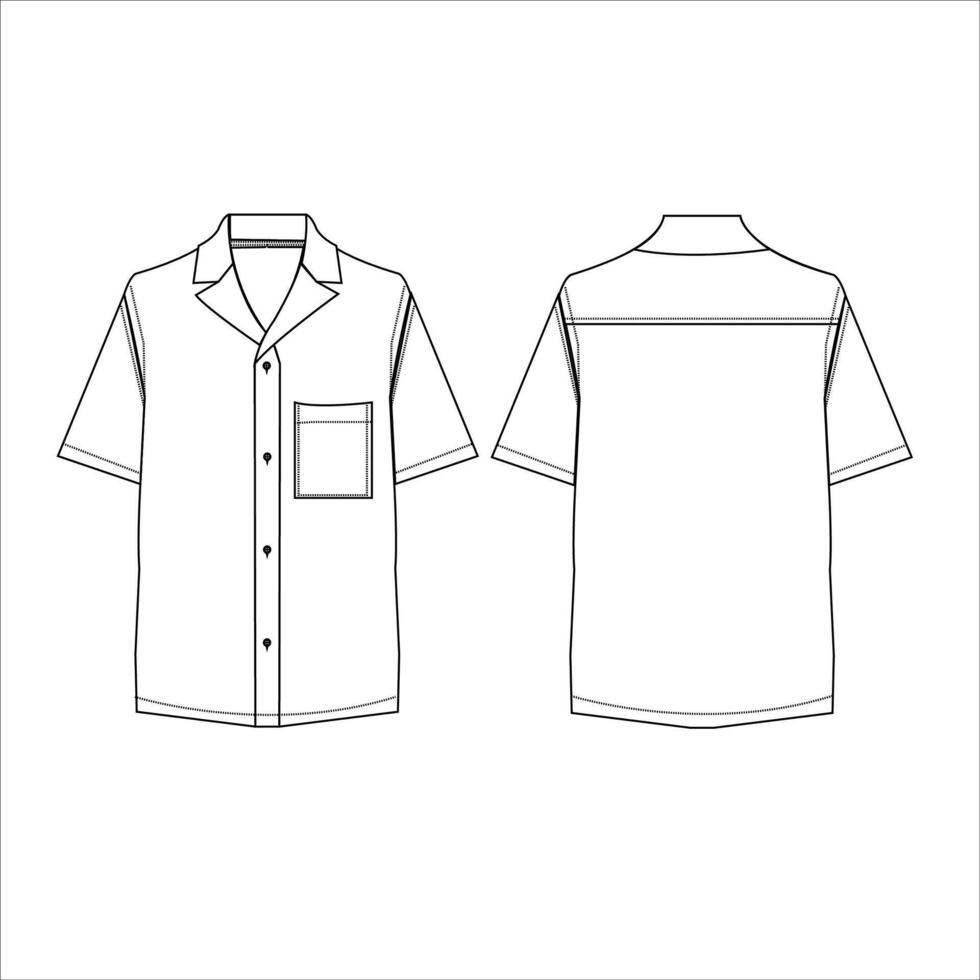 Hawaiian shirt design flat sketch vector