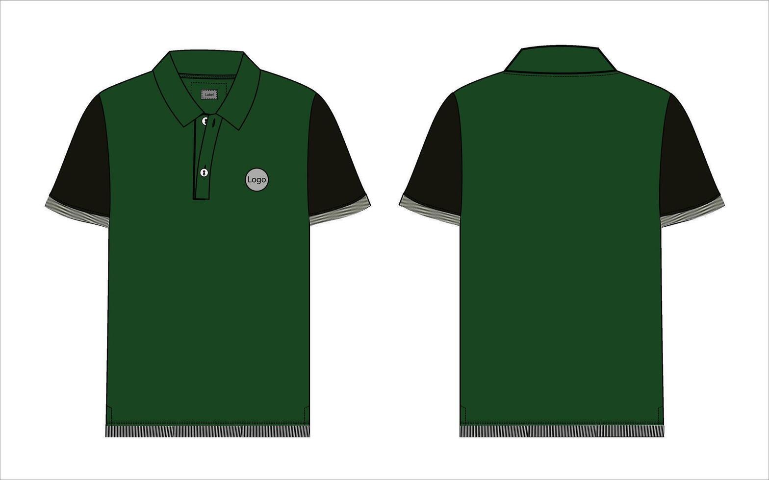 hort sleeve polo shirt vector illustration template front and back views