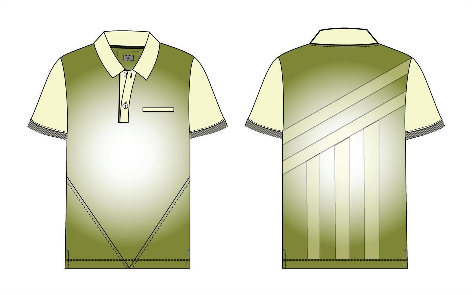 Hort manga polo camisa vector ilustración modelo frente y espalda puntos de vista