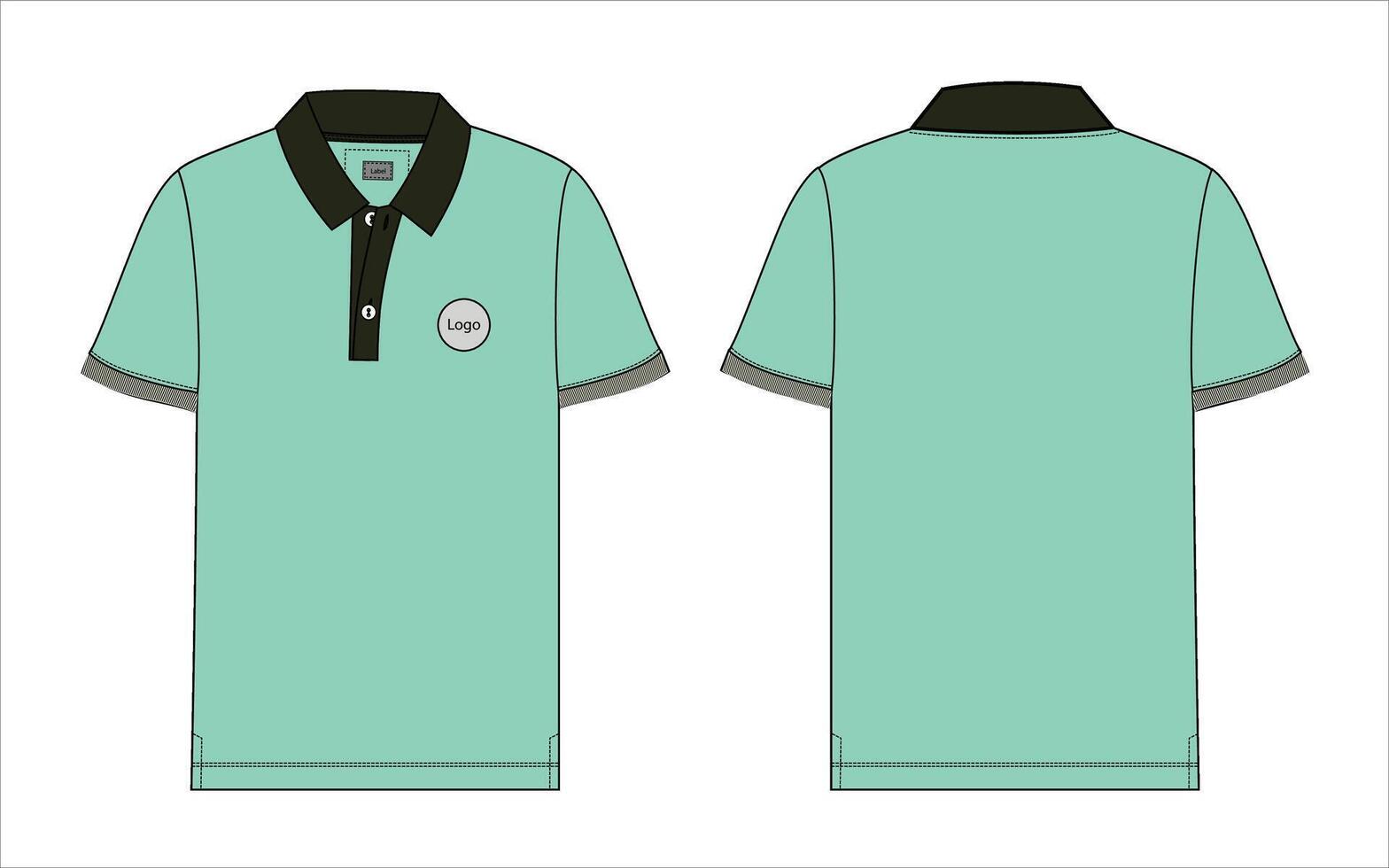 hort sleeve polo shirt vector illustration template front and back views