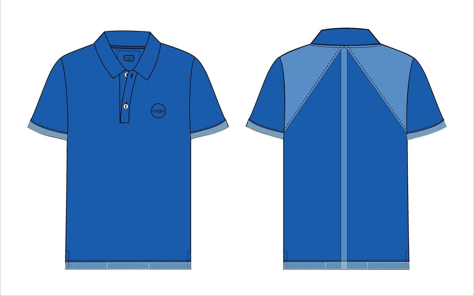 hort sleeve polo shirt vector illustration template front and back views