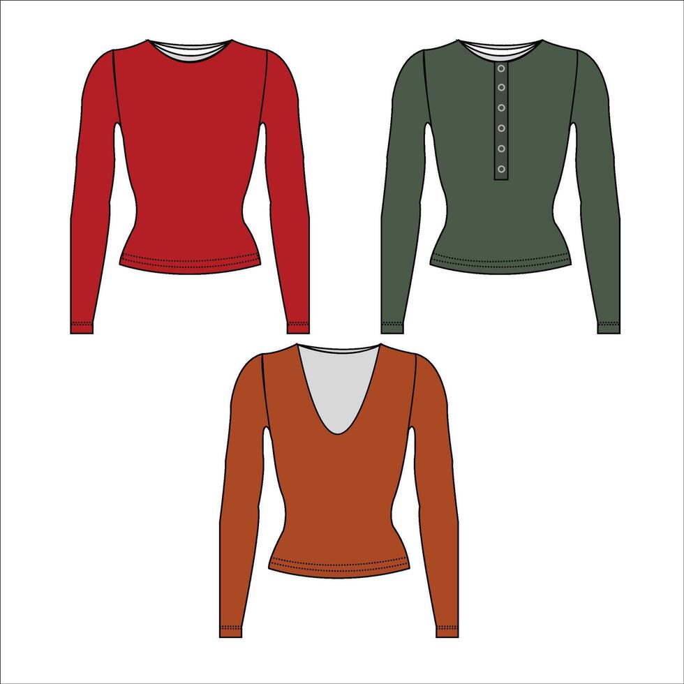 Flat technical drawing template corset blouse with balloon Long sleeves vector