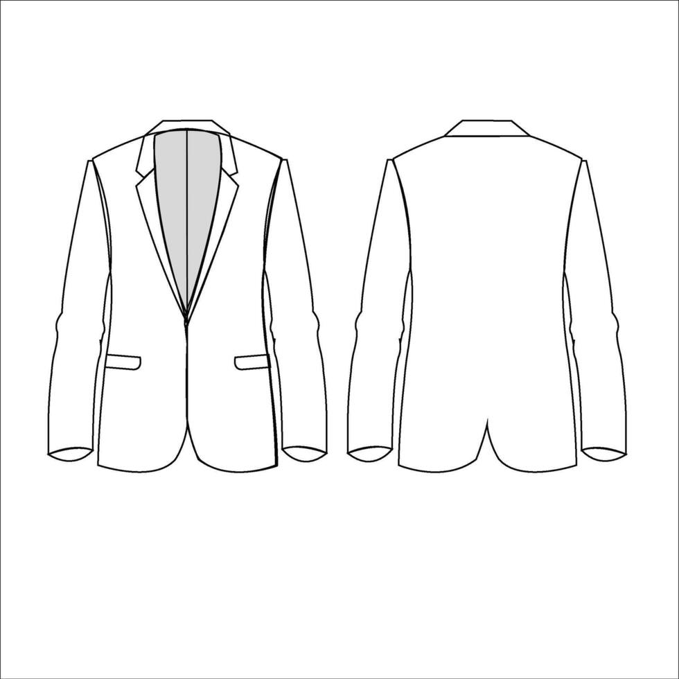 Blazer Flat Design Mockup, solid flat sketch boys vector