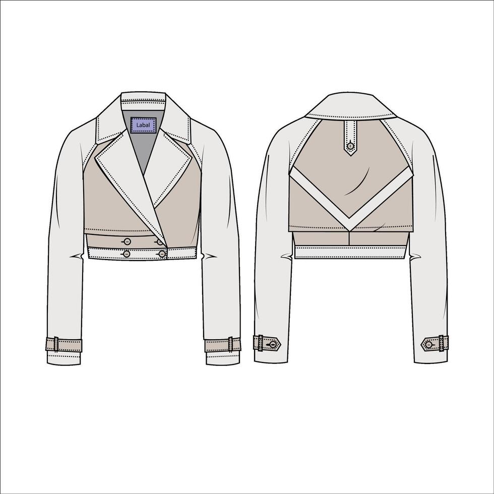 vector bomber jacket fashion flat technical drawing template button down jacket technical fashion