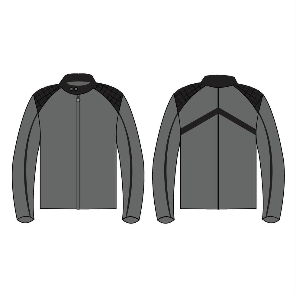 Men's motorcycle jacket with a robust and stylish design Precise lines depict construction features and standout design elements vector