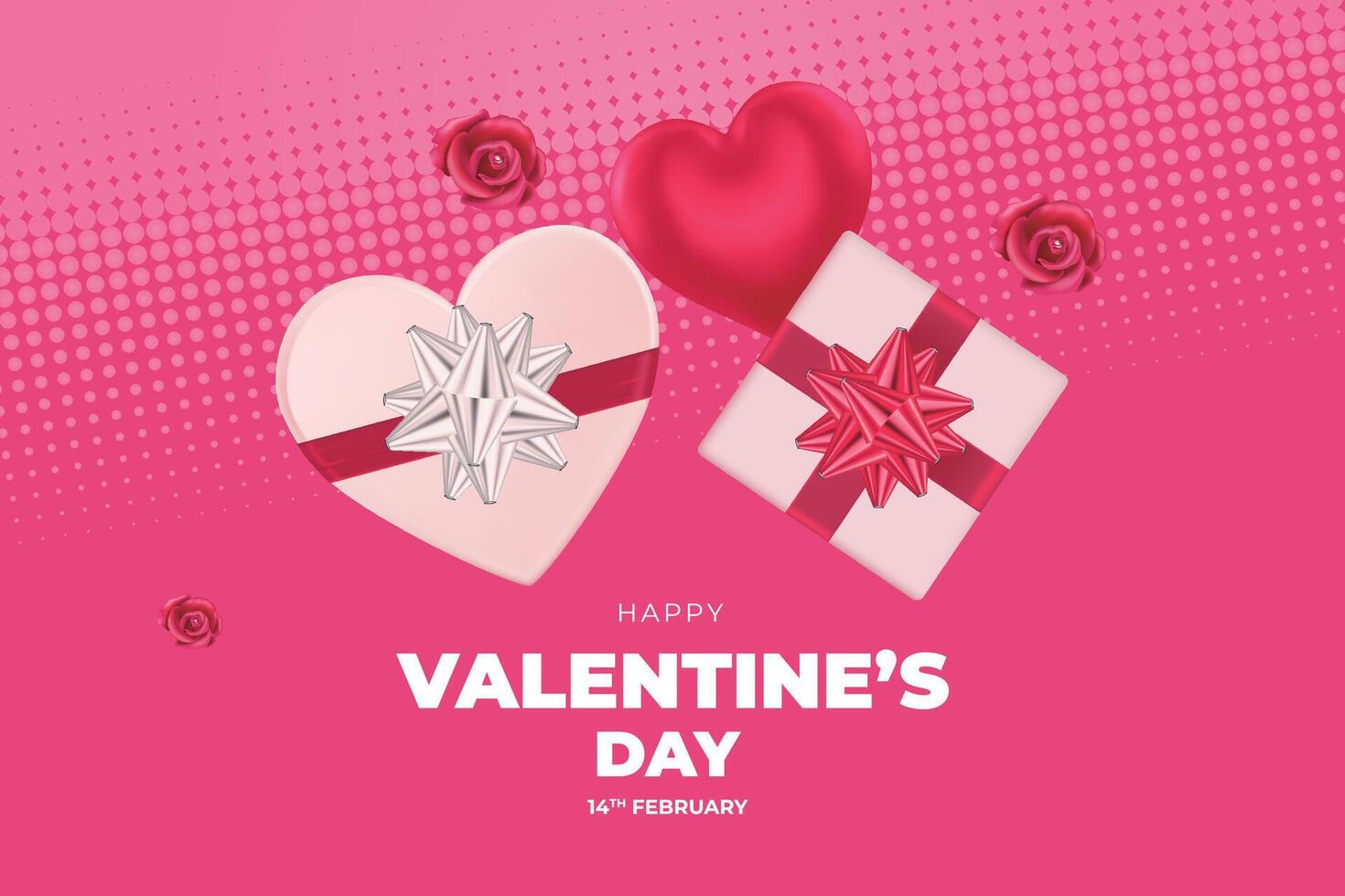valentine's day background with hearts and gift boxes vector