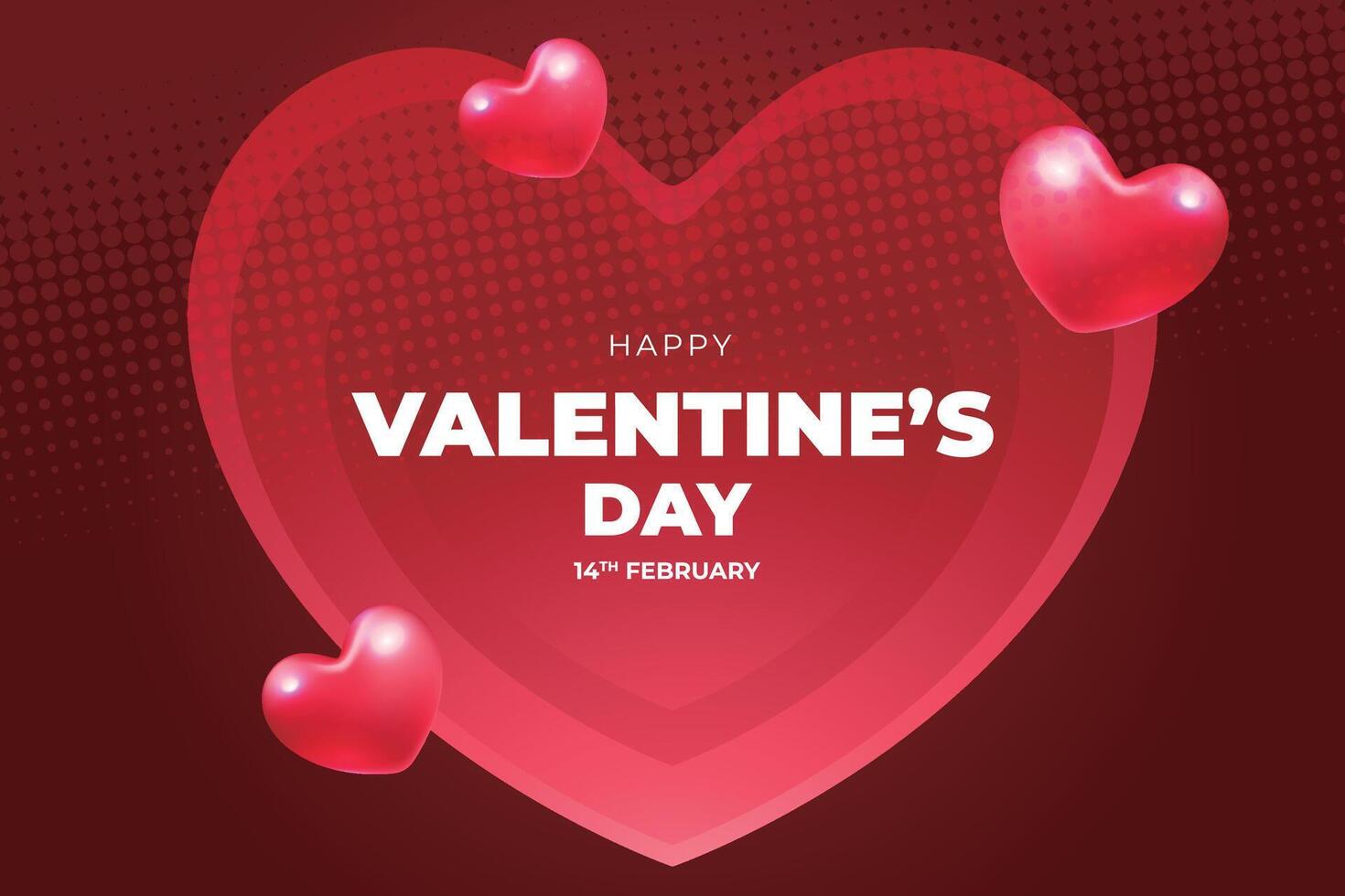 San Valentín día antecedentes con rojo corazón conformado globos vector