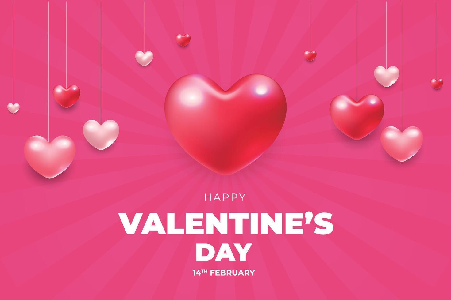 valentine's day background with red heart shaped balloons vector