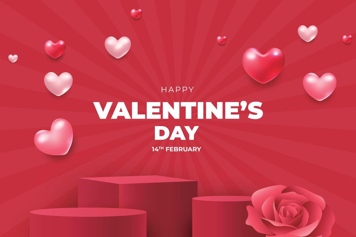 valentine's day background with red heart shaped balloons vector