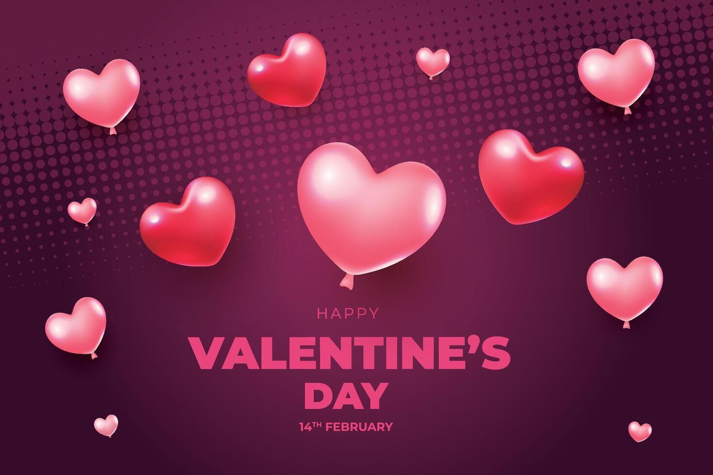 valentine's day background with red heart shaped balloons vector