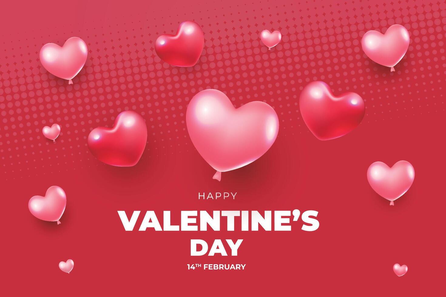 valentine's day background with red heart shaped balloons vector