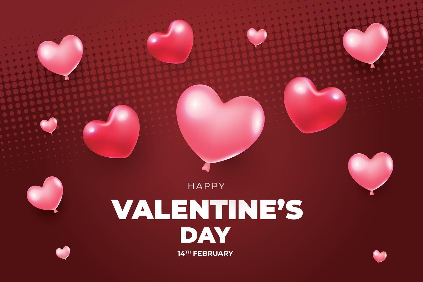 valentine's day background with red heart shaped balloons vector