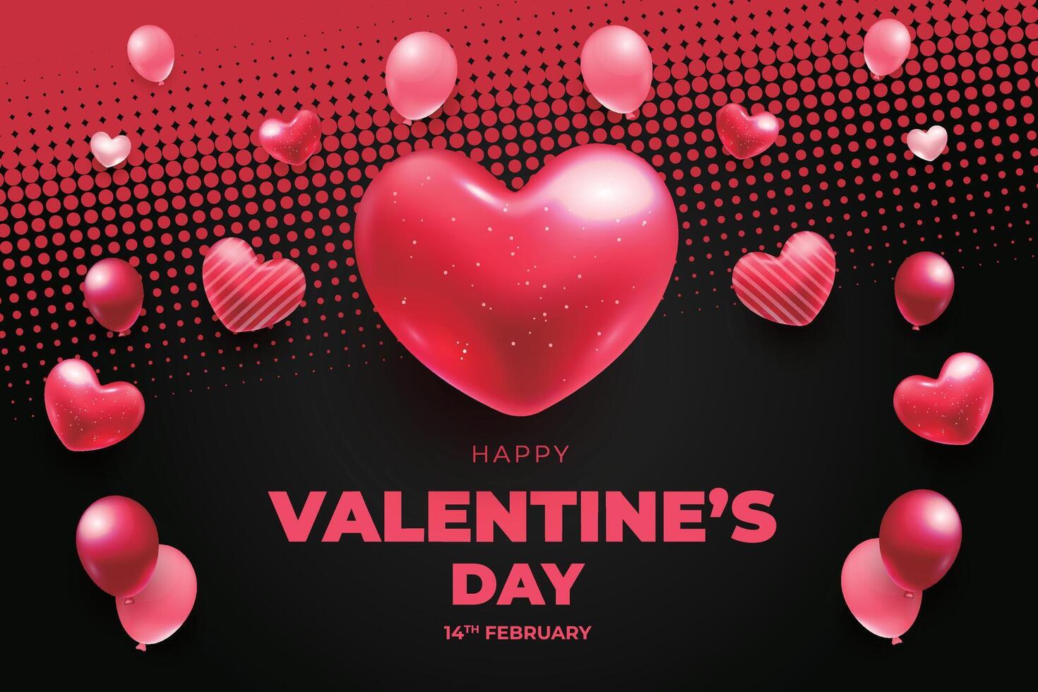 valentine's day background with red heart shaped balloons vector