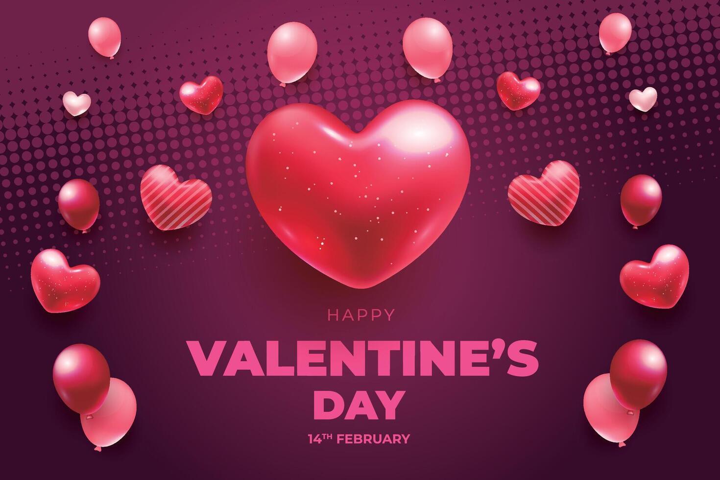 valentine's day background with red heart shaped balloons vector