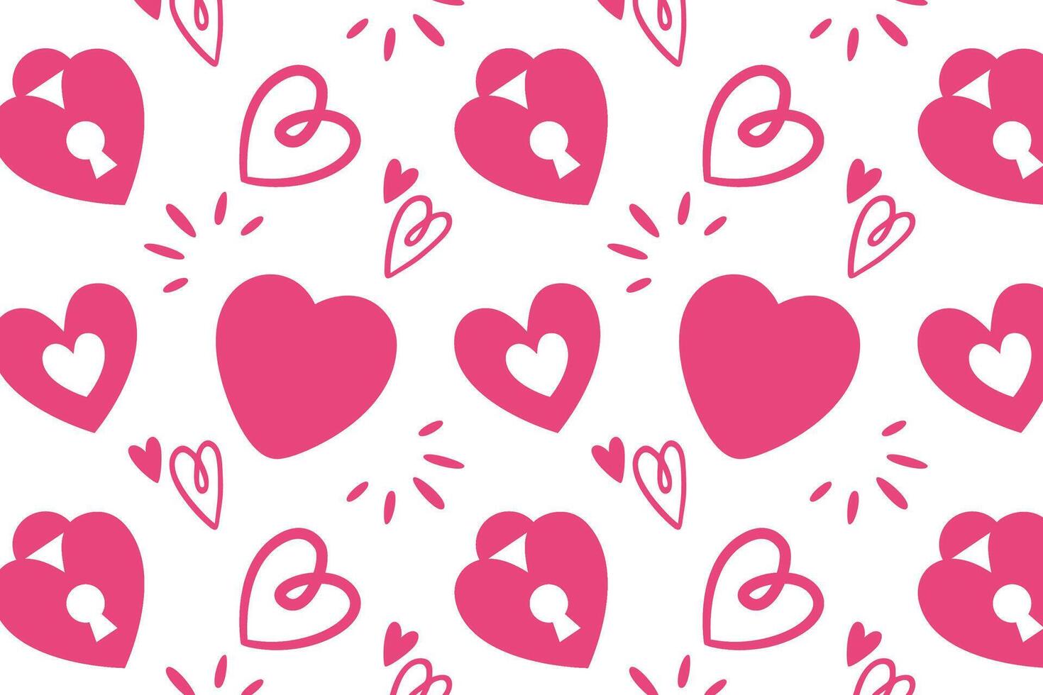 Vector love heart pattern, vector hand drawn Valentine's Day pattern, Valentine's Day background.