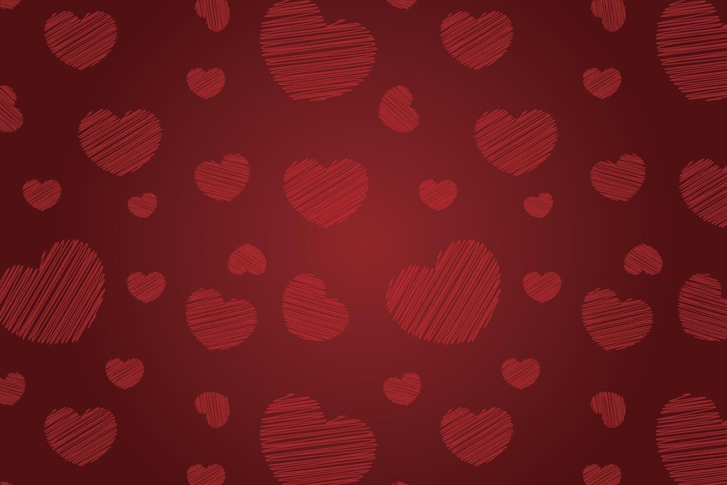 Vector love heart pattern, vector hand drawn Valentine's Day pattern, Valentine's Day background.