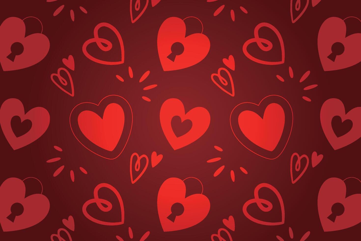 Vector love heart pattern, vector hand drawn Valentine's Day pattern, Valentine's Day background.