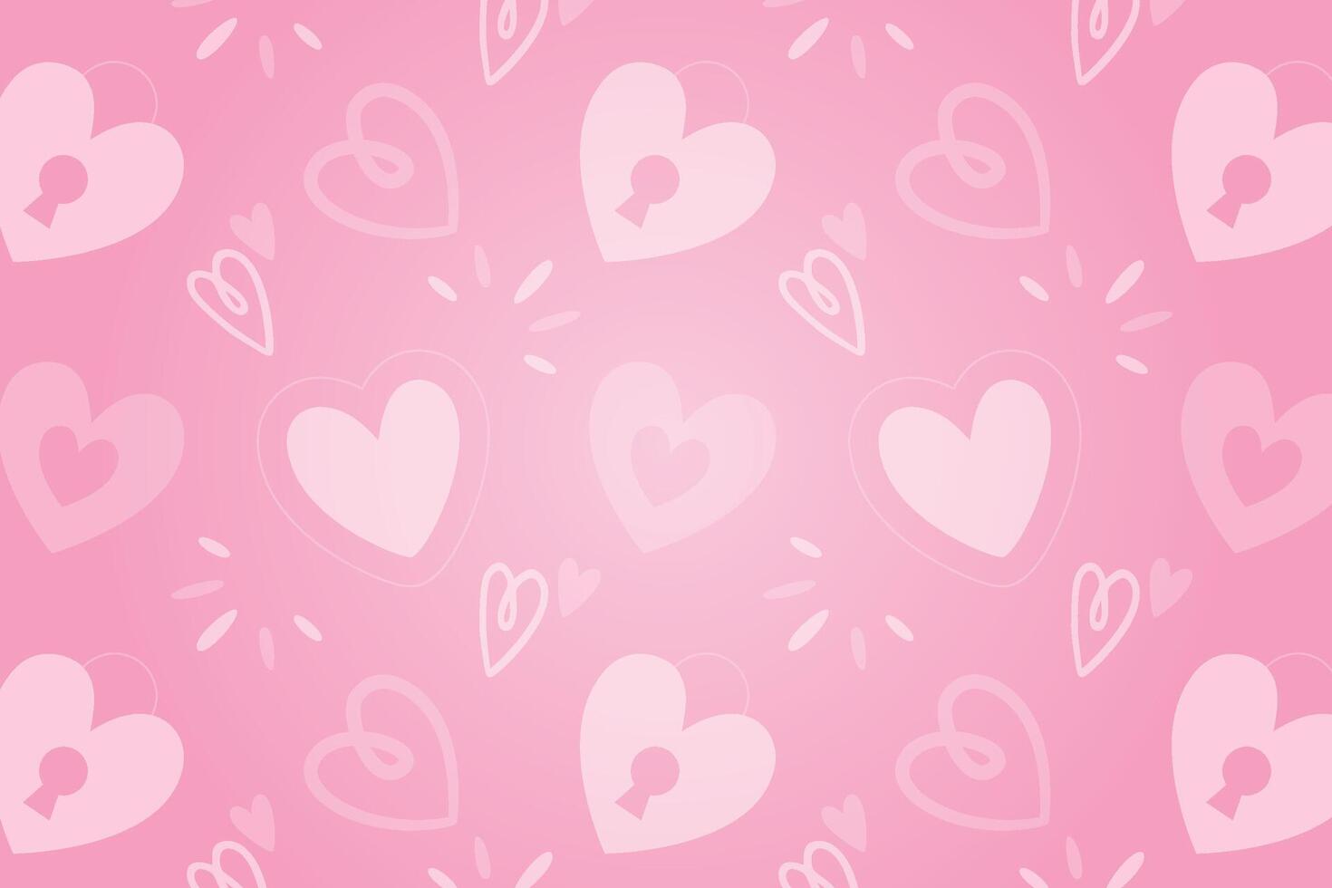 Vector love heart pattern, vector hand drawn Valentine's Day pattern, Valentine's Day background.