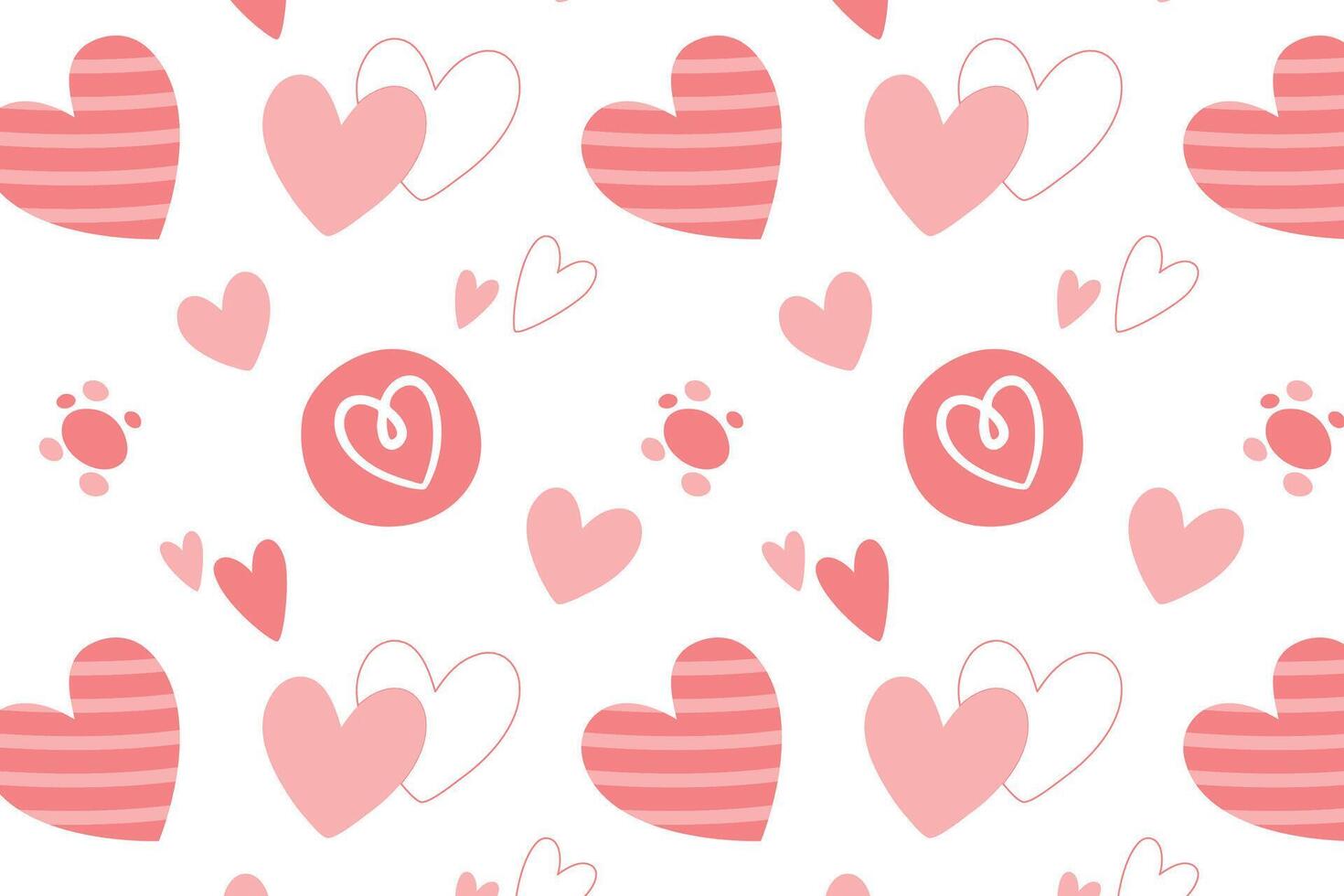 Vector love heart pattern, vector hand drawn Valentine's Day pattern, Valentine's Day background.