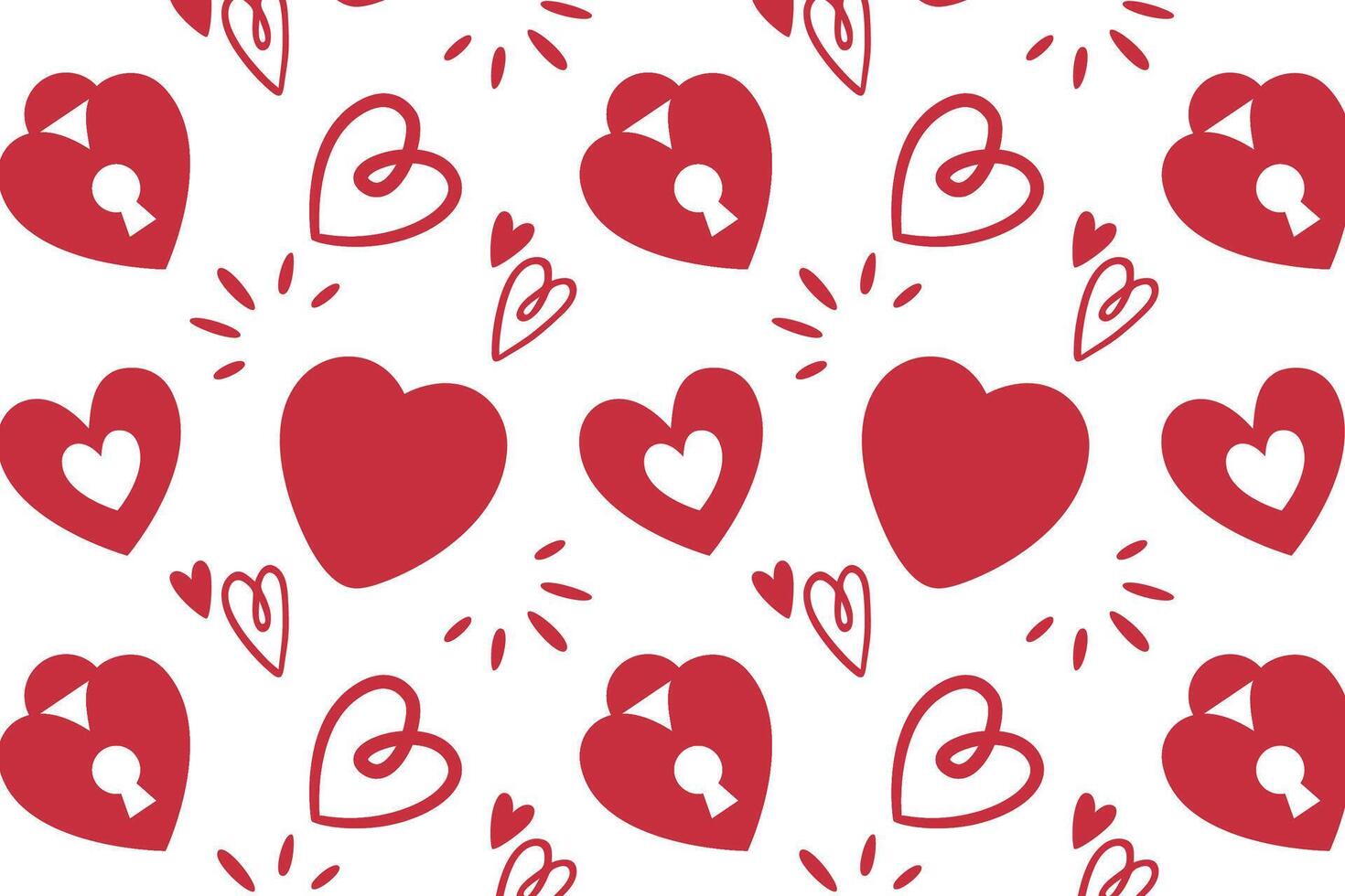 Vector love heart pattern, vector hand drawn Valentine's Day pattern, Valentine's Day background.