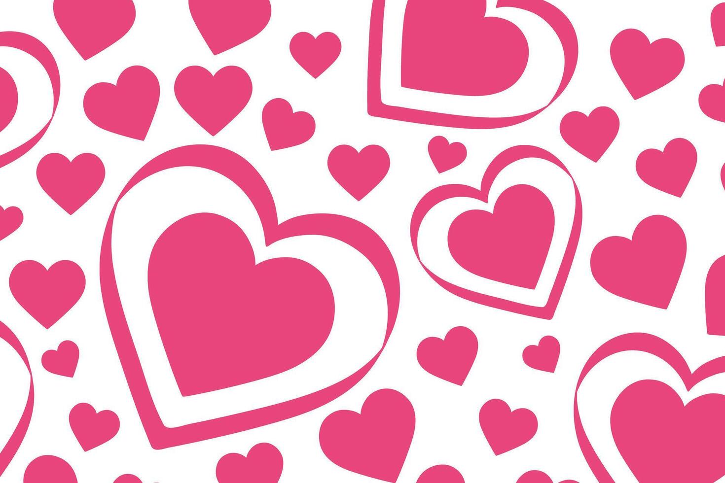 Vector love heart pattern, vector hand drawn Valentine's Day pattern, Valentine's Day background.