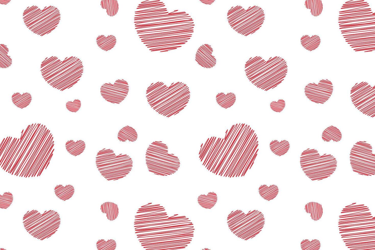 Vector love heart pattern, vector hand drawn Valentine's Day pattern, Valentine's Day background.