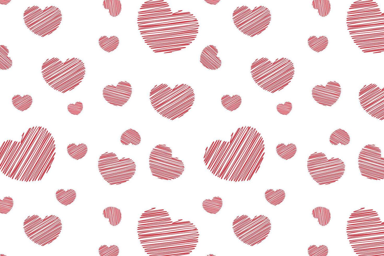 Vector love heart pattern, vector hand drawn Valentine's Day pattern, Valentine's Day background.