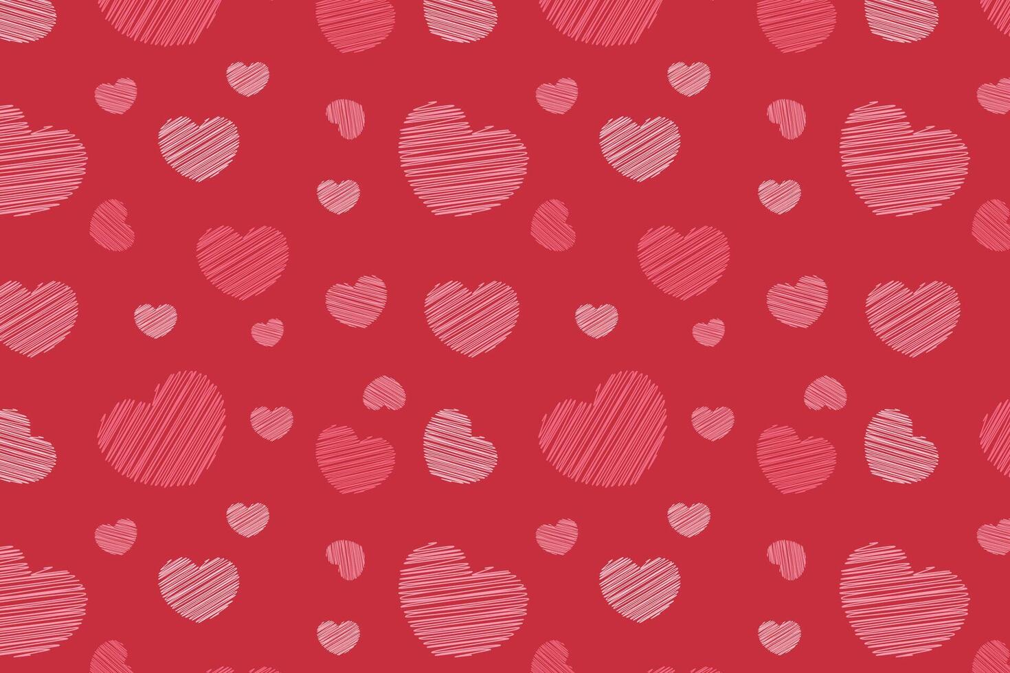 Vector love heart pattern, vector hand drawn Valentine's Day pattern, Valentine's Day background.