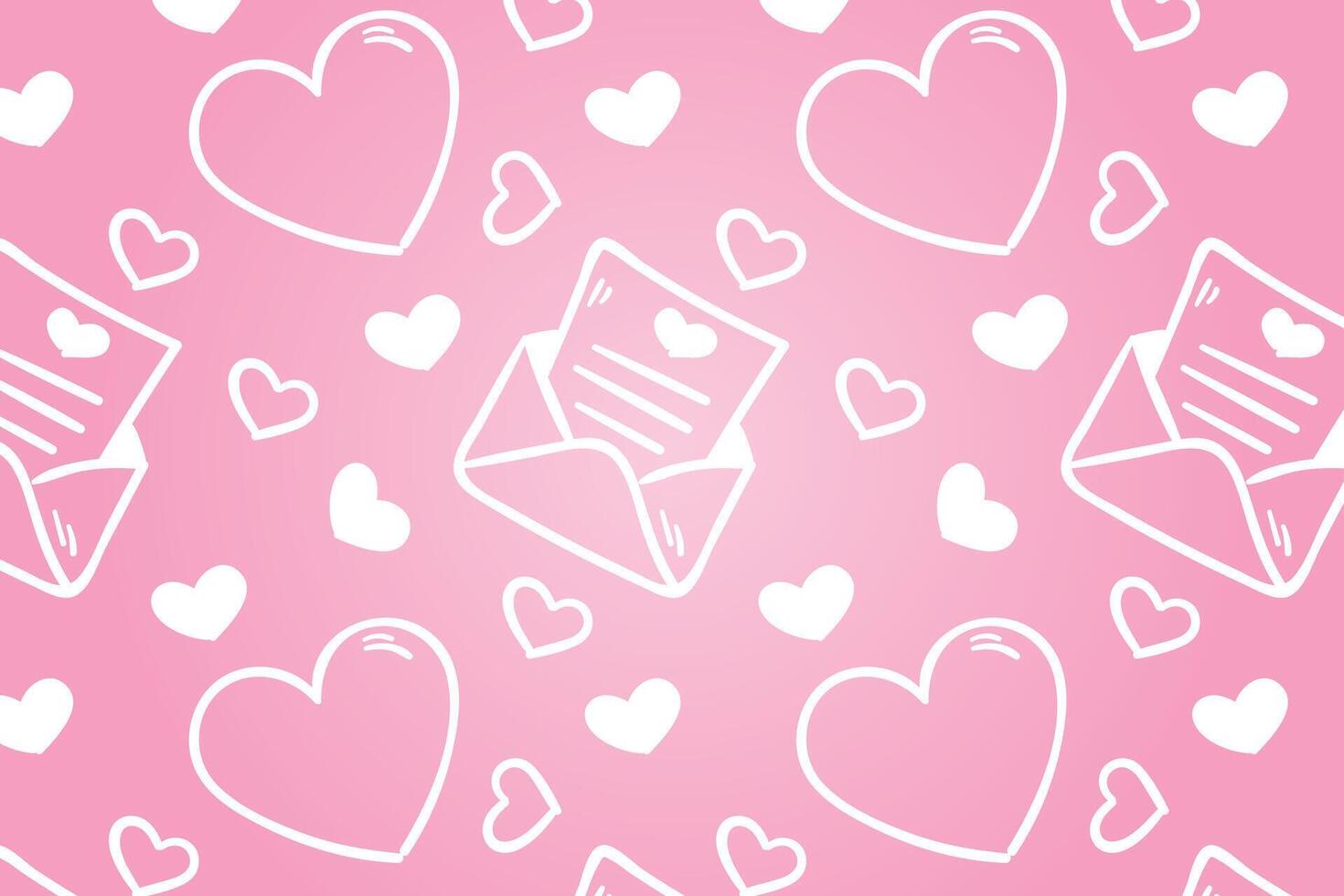 Vector love heart pattern, vector hand drawn Valentine's Day pattern, Valentine's Day background.