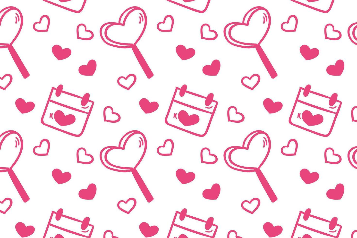 Vector love heart pattern, vector hand drawn Valentine's Day pattern, Valentine's Day background.