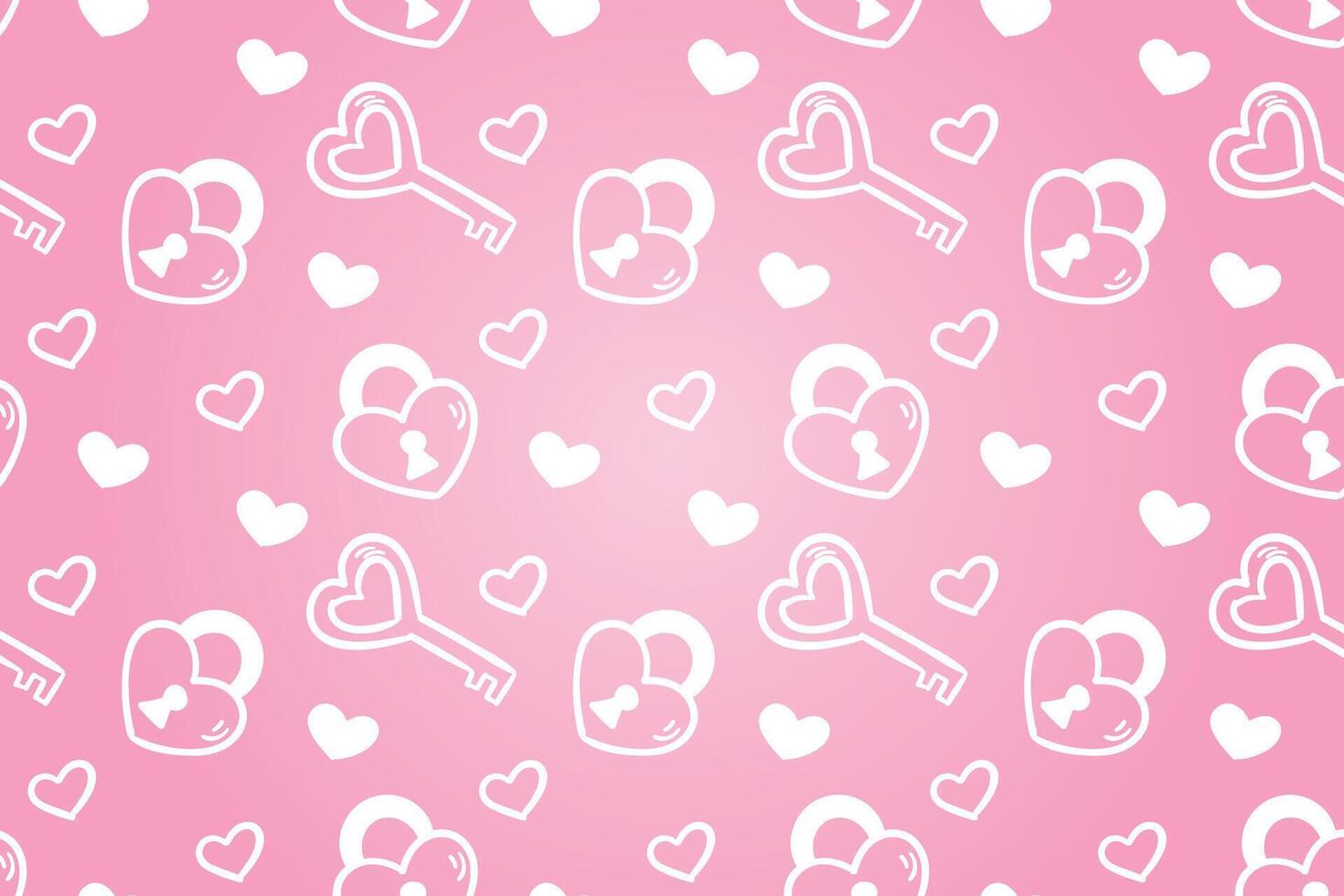 Vector love heart pattern, vector hand drawn Valentine's Day pattern, Valentine's Day background.