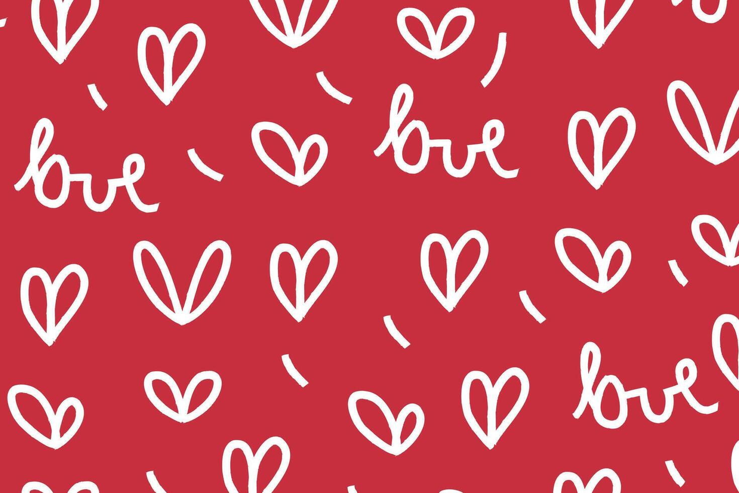 Vector love heart pattern, vector hand drawn Valentine's Day pattern, Valentine's Day background.