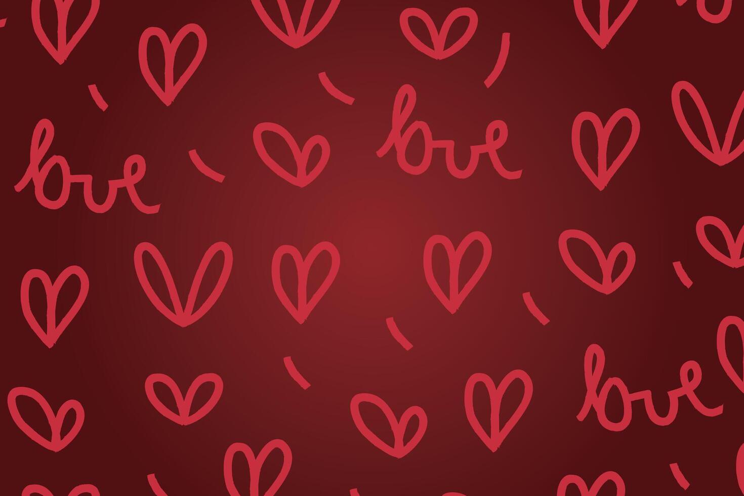 Vector love heart pattern, vector hand drawn Valentine's Day pattern, Valentine's Day background.