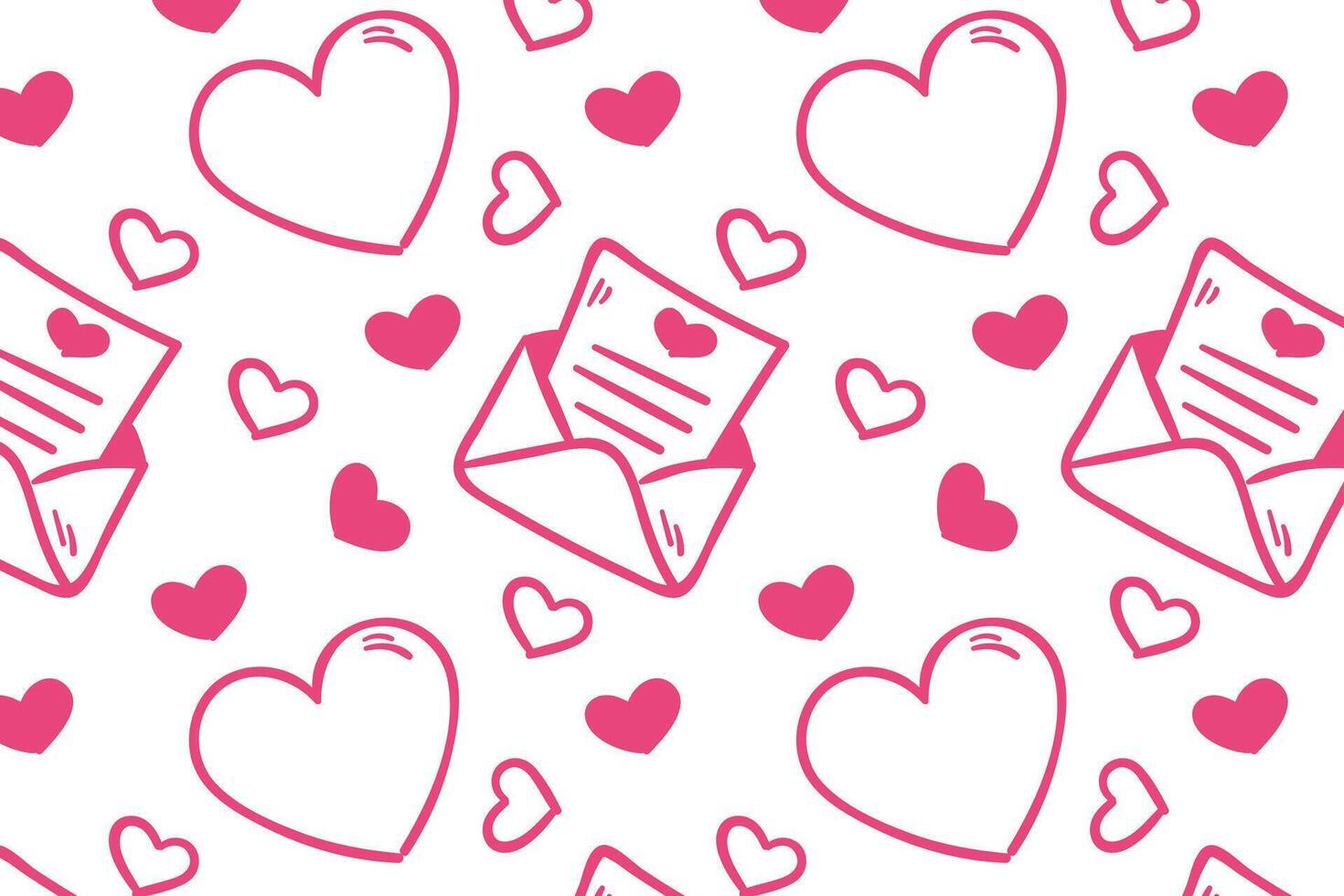 Vector love heart pattern, vector hand drawn Valentine's Day pattern, Valentine's Day background.
