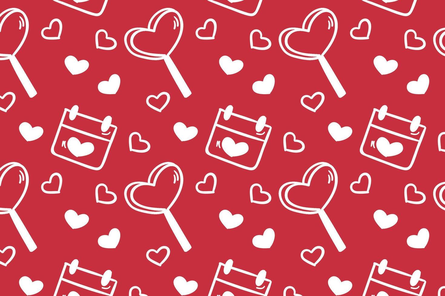 Vector love heart pattern, vector hand drawn Valentine's Day pattern, Valentine's Day background.