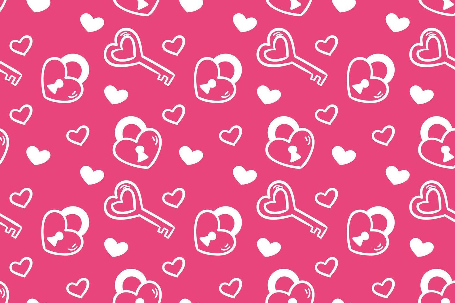 Vector love heart pattern, vector hand drawn Valentine's Day pattern, Valentine's Day background.
