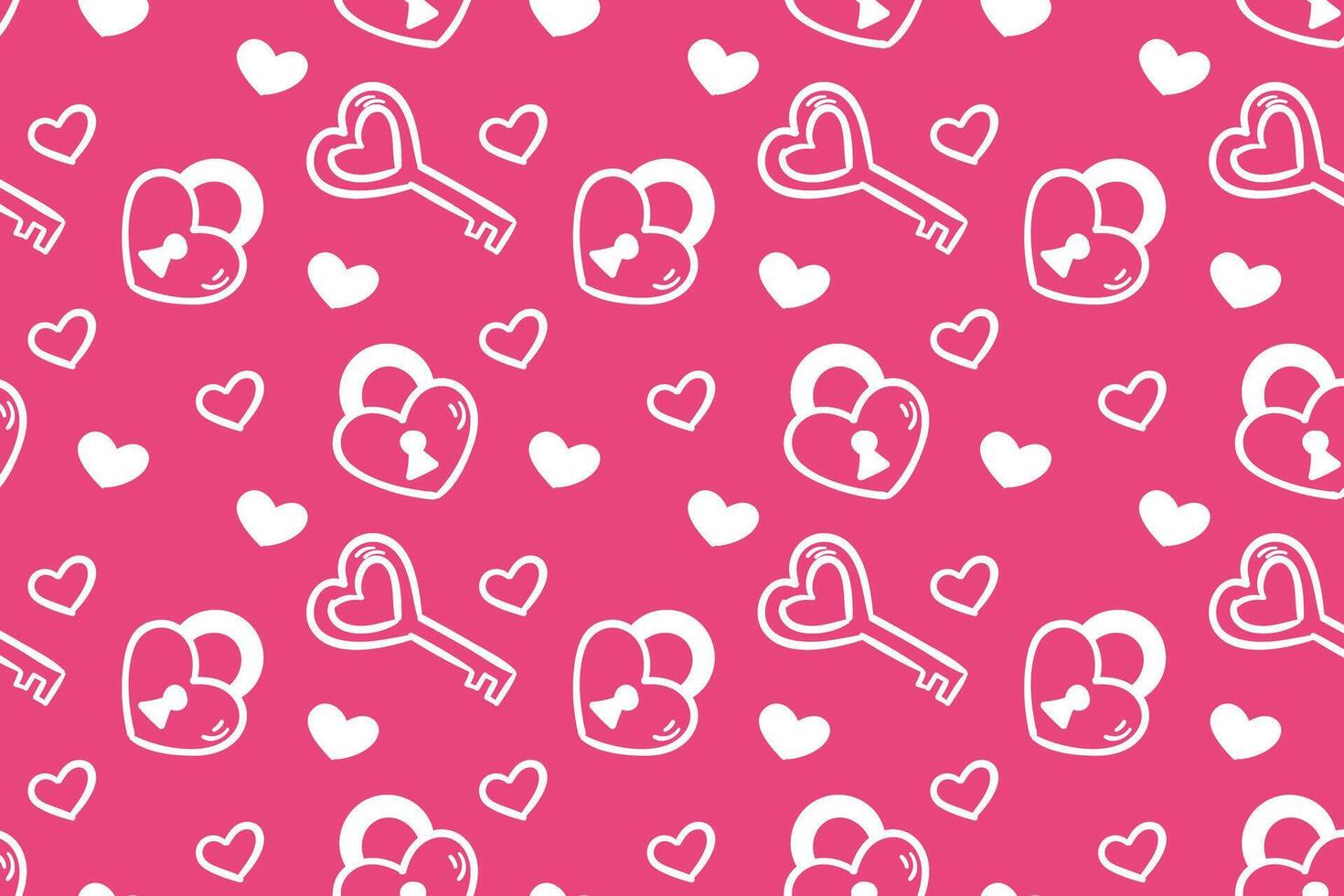 Vector love heart pattern, vector hand drawn Valentine's Day pattern, Valentine's Day background.