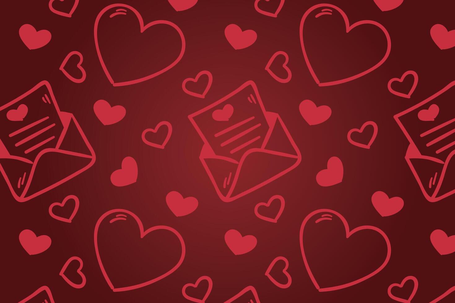 Vector love heart pattern, vector hand drawn Valentine's Day pattern, Valentine's Day background.