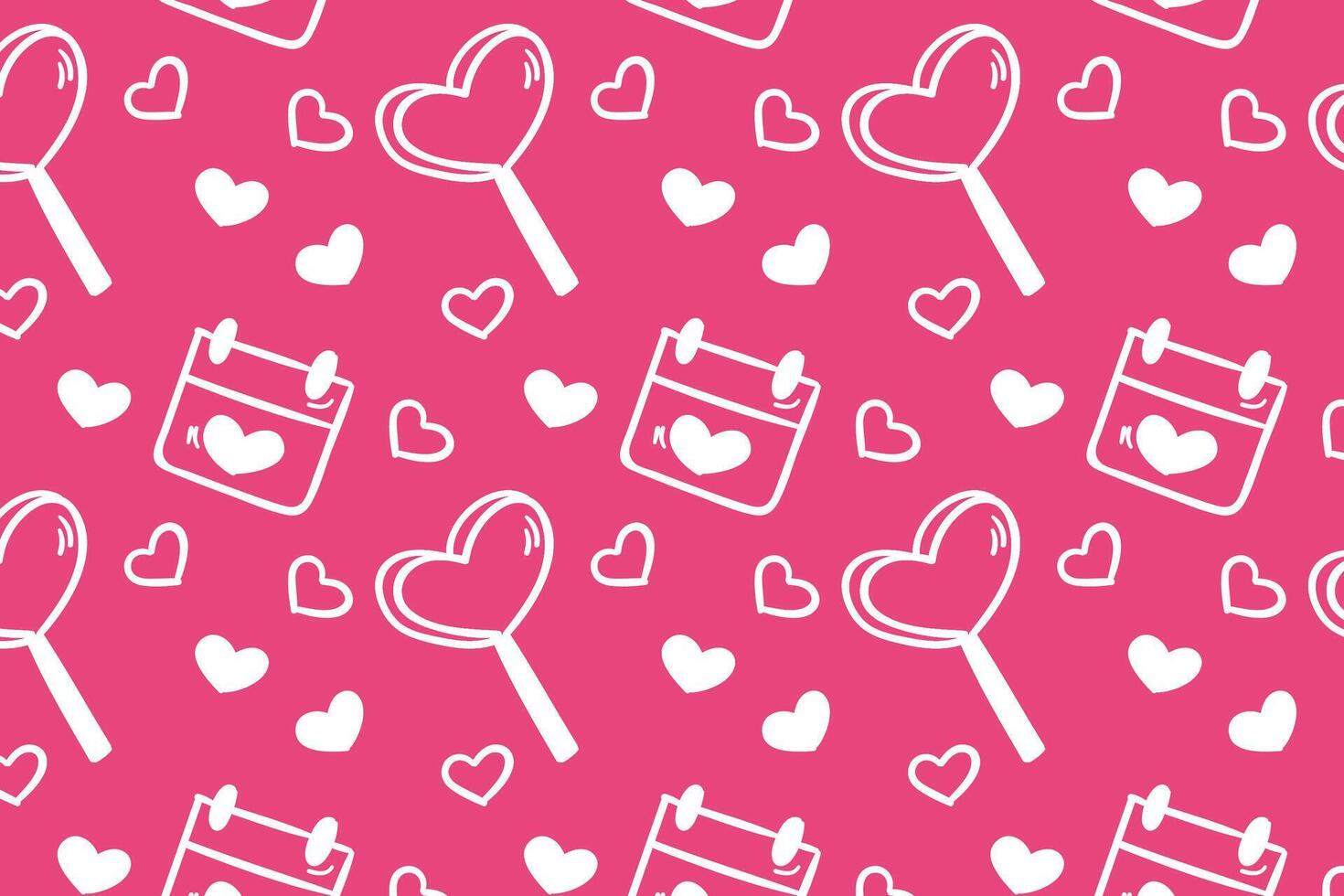 Vector love heart pattern, vector hand drawn Valentine's Day pattern, Valentine's Day background.
