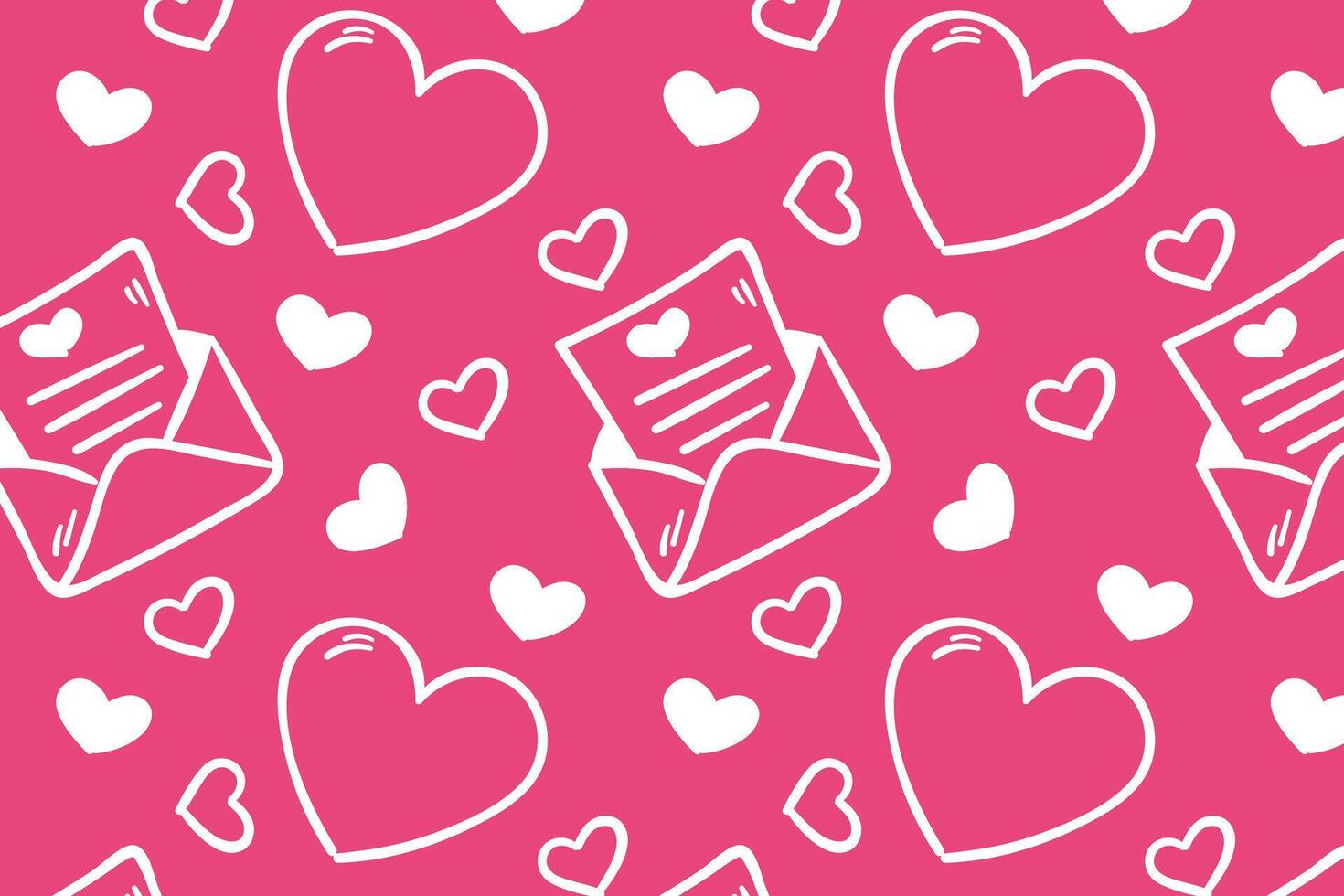 Vector love heart pattern, vector hand drawn Valentine's Day pattern, Valentine's Day background.