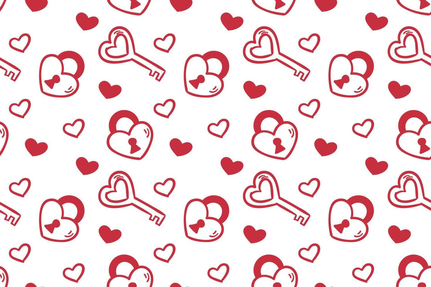 Vector love heart pattern, vector hand drawn Valentine's Day pattern, Valentine's Day background.