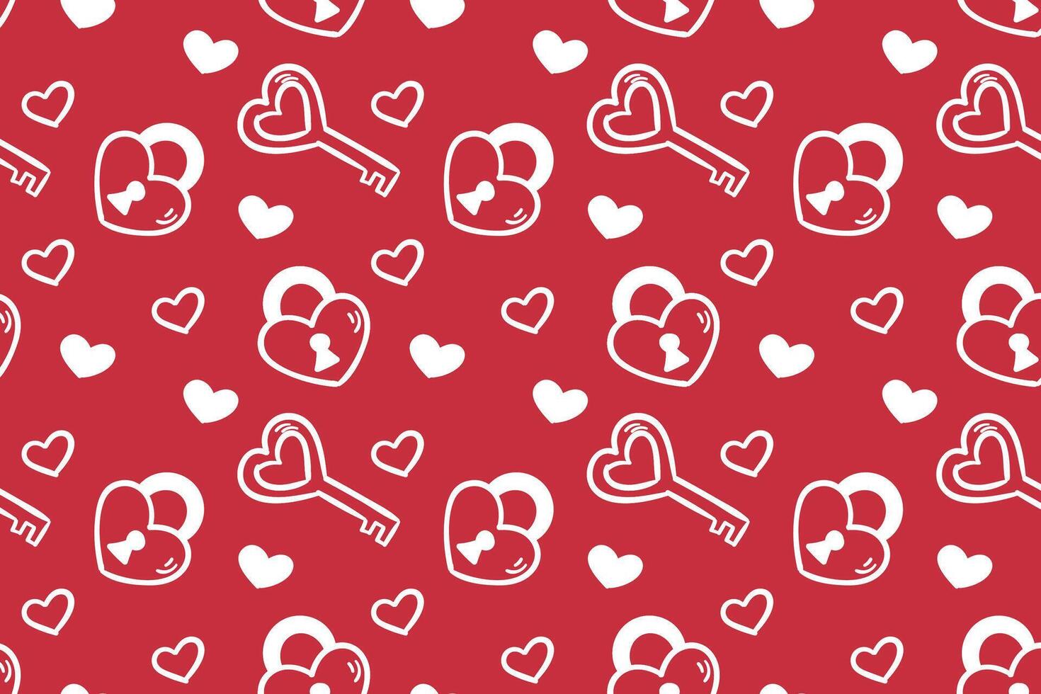 Vector love heart pattern, vector hand drawn Valentine's Day pattern, Valentine's Day background.