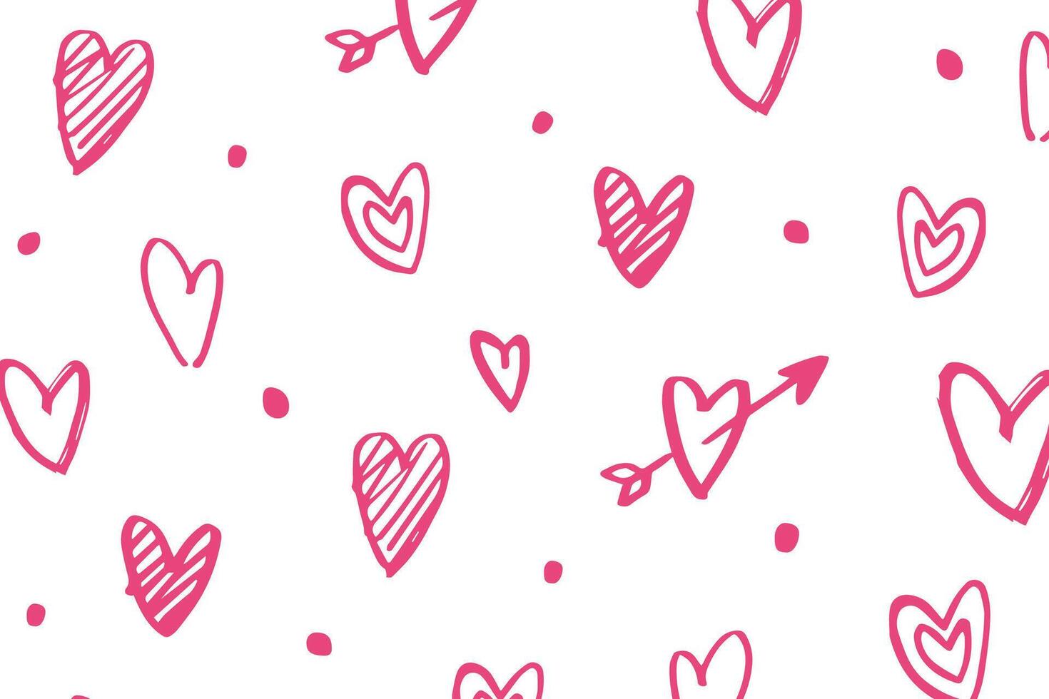 Vector love heart pattern, vector hand drawn Valentine's Day pattern, Valentine's Day background.