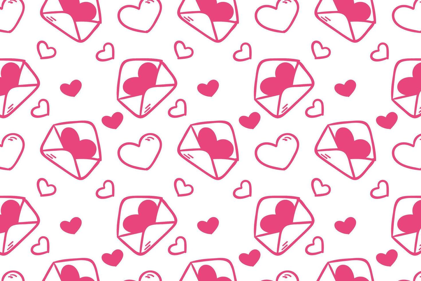 Vector love heart pattern, vector hand drawn Valentine's Day pattern, Valentine's Day background.