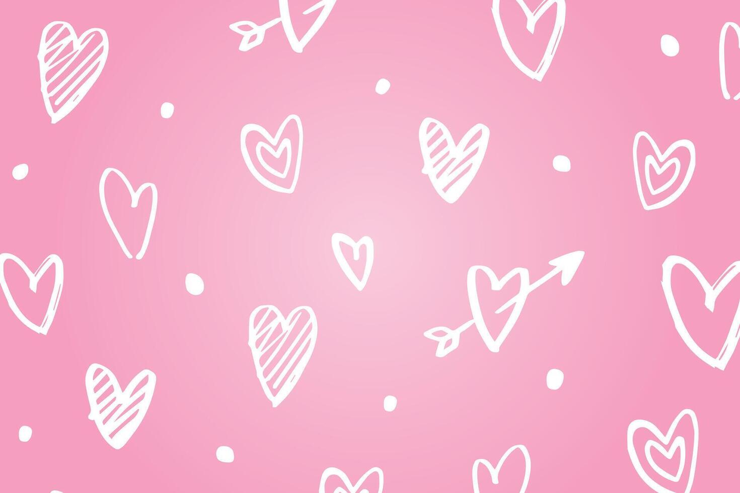 Vector love heart pattern, vector hand drawn Valentine's Day pattern, Valentine's Day background.