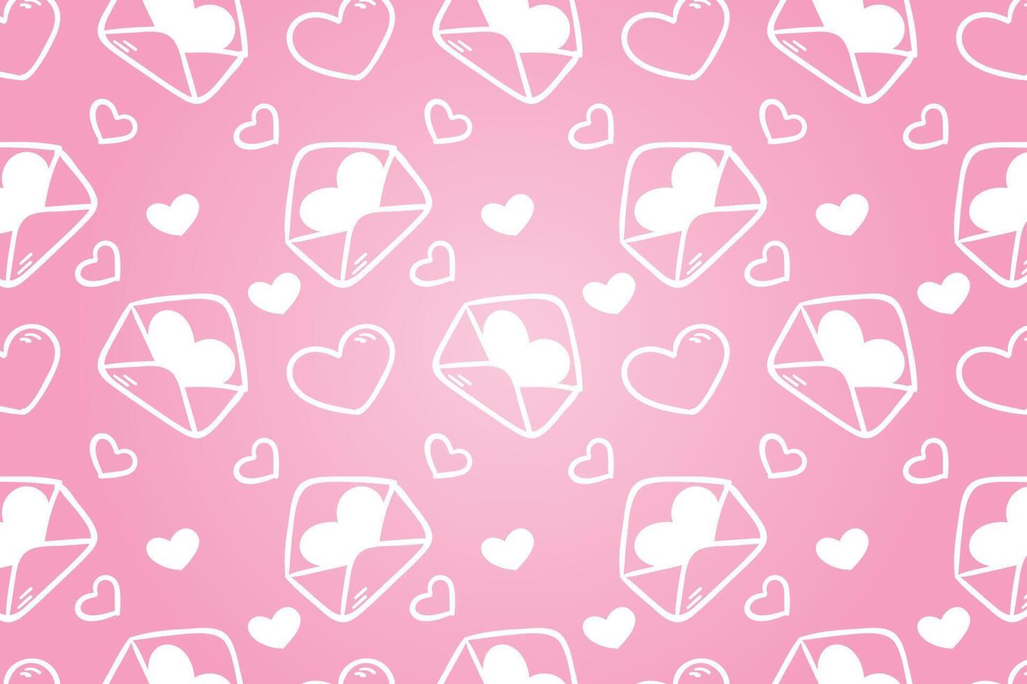 Vector love heart pattern, vector hand drawn Valentine's Day pattern, Valentine's Day background.