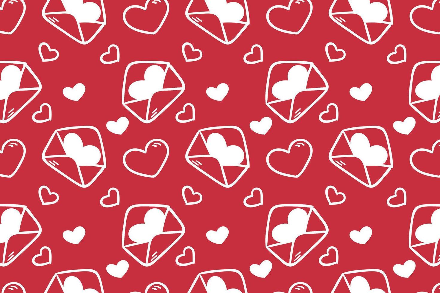 Vector love heart pattern, vector hand drawn Valentine's Day pattern, Valentine's Day background.