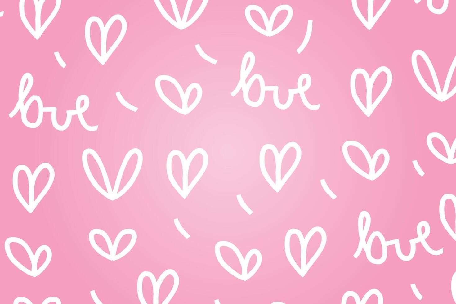 Vector love heart pattern, vector hand drawn Valentine's Day pattern, Valentine's Day background.