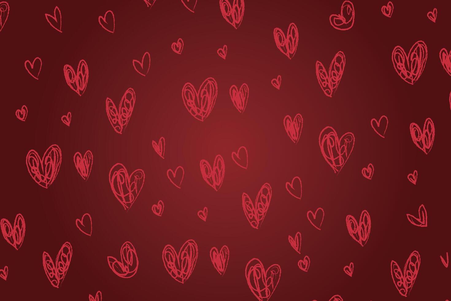 Vector love heart pattern, vector hand drawn Valentine's Day pattern, Valentine's Day background.